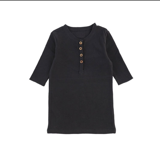 lil legg Black Ribbed 3/4 sleeve shirt 6526