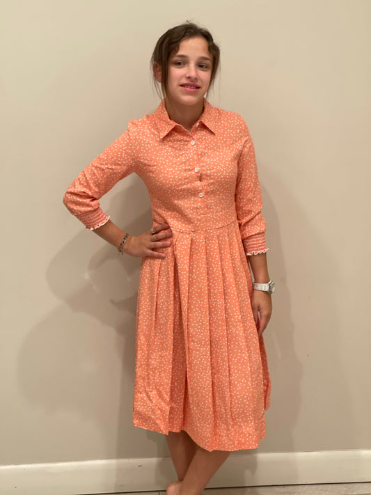 Coral Polka Dot Dress J211-3465