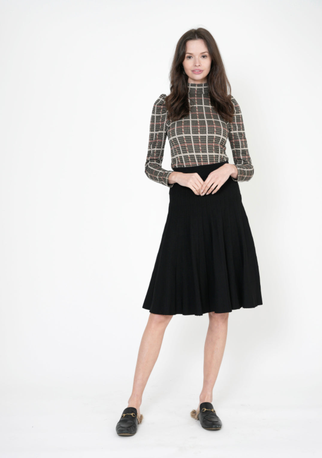 Print Mockneck Puff Sleeve Top