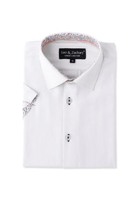 Short Sleeve Dress Shirt 5876 white with black
