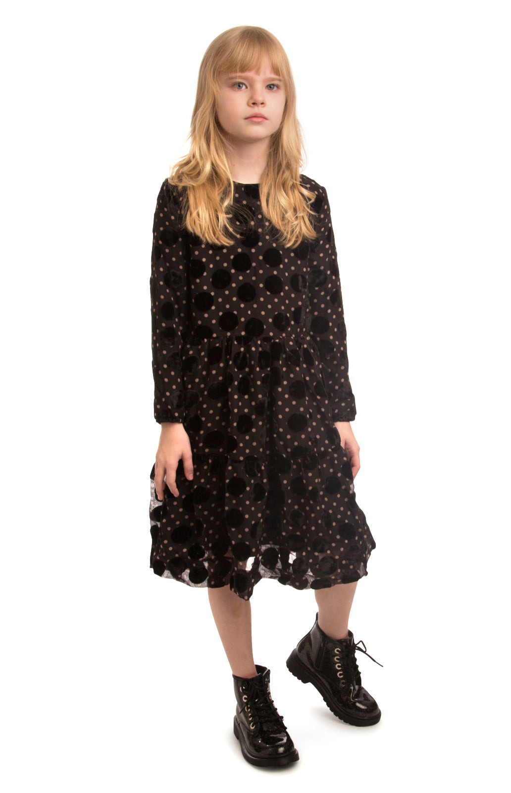 Velvet Polka Dot Dress SNK3225