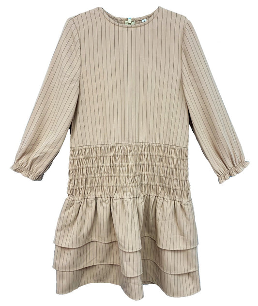 Smocked Pinstripe Dress M-4916