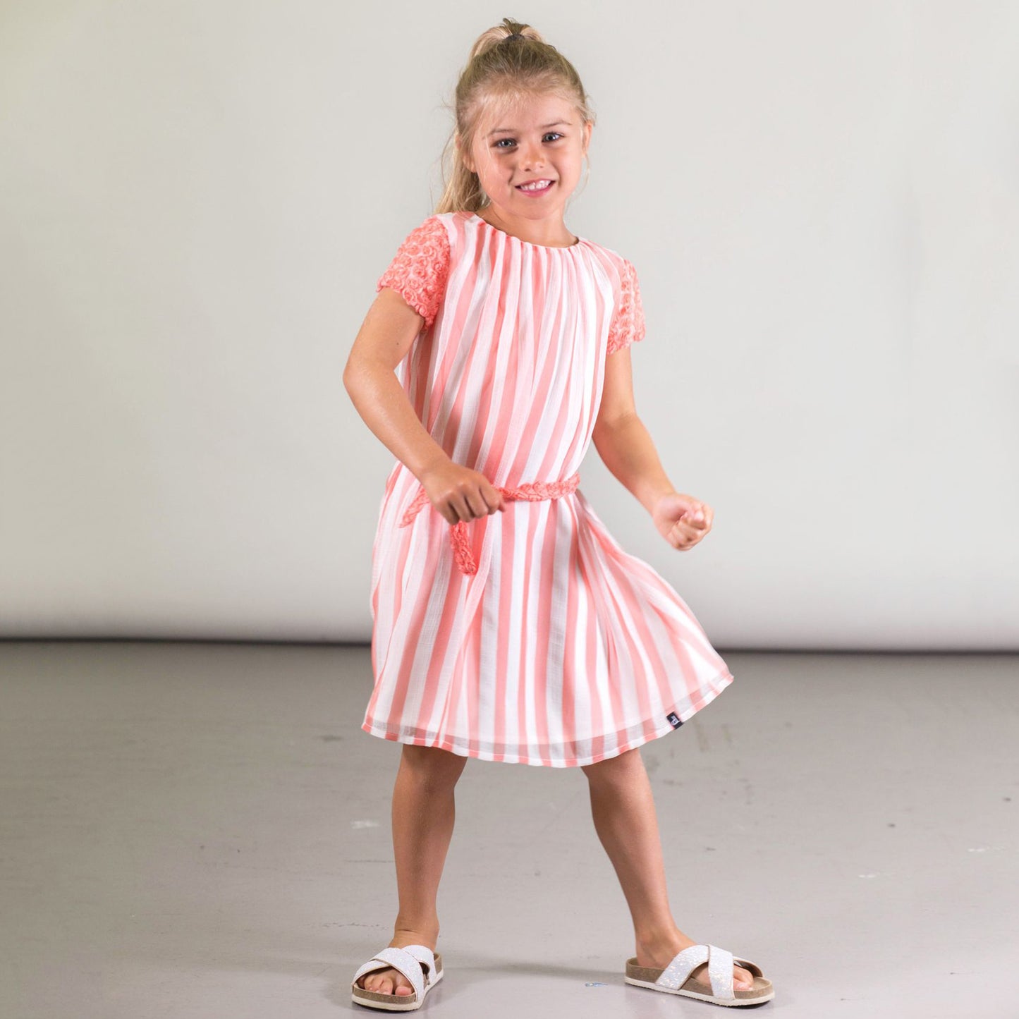 Striped Peach Dress C30O95