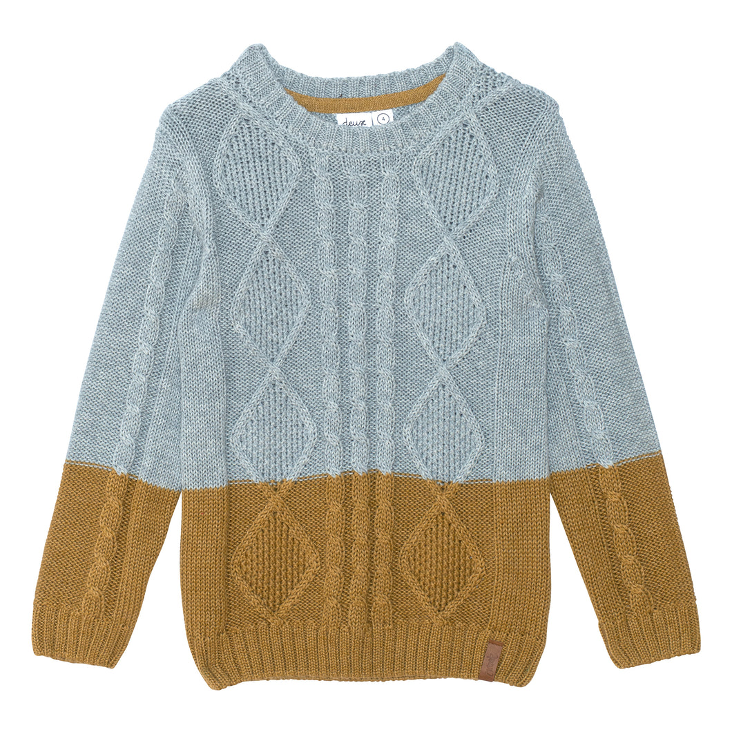 Two Tone Cable Knit Sweater D20UT75