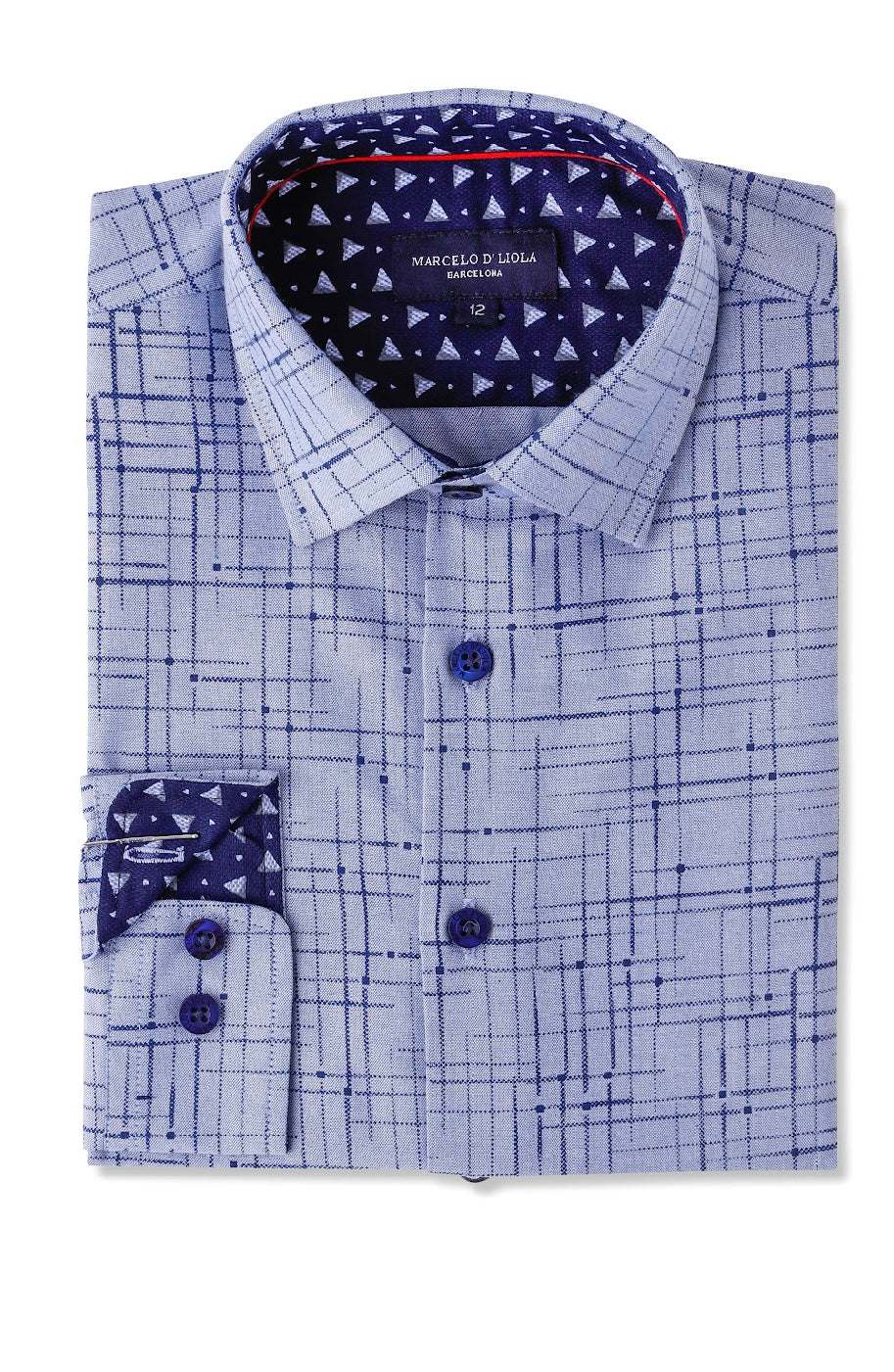 L/S Dress Shirt 5860 azul graphic print