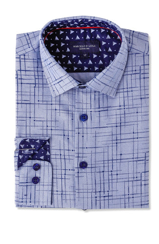 L/S Dress Shirt 5860 azul graphic print