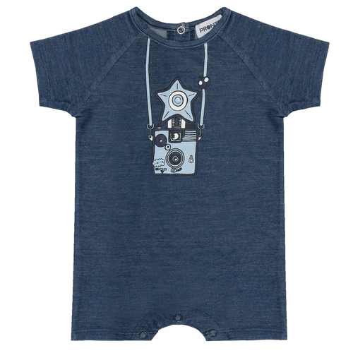 Denim Camera Print Onesie y1135b