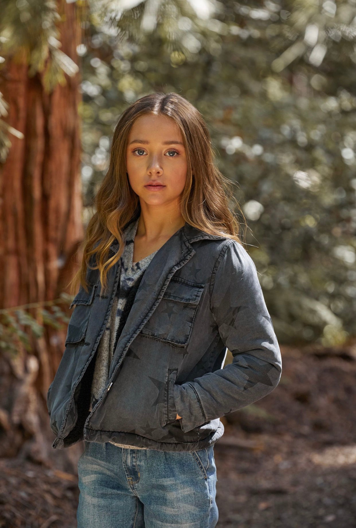 Star Printed Tencel Barn Jacket