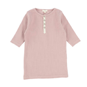 Ribbed Tab 3/4 Sleeve Tee Petal Pink
