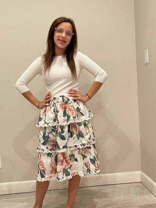 Ruffled Floral Skirt M-4905