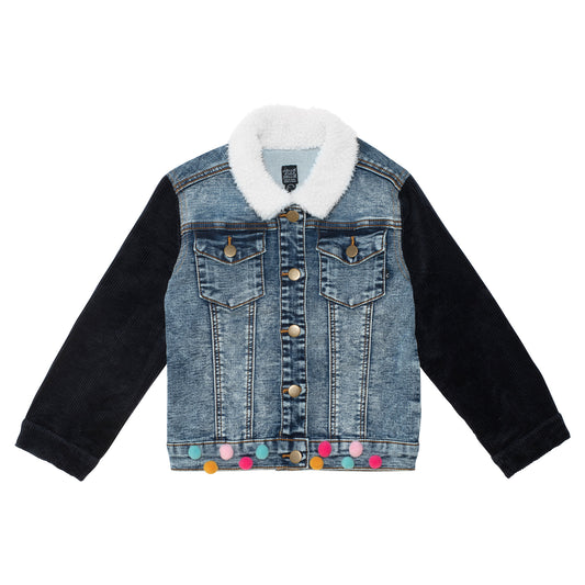 French Terry Pompom Denim Jacket D20E50