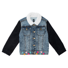 Load image into Gallery viewer, French Terry Pompom Denim Jacket D20E50