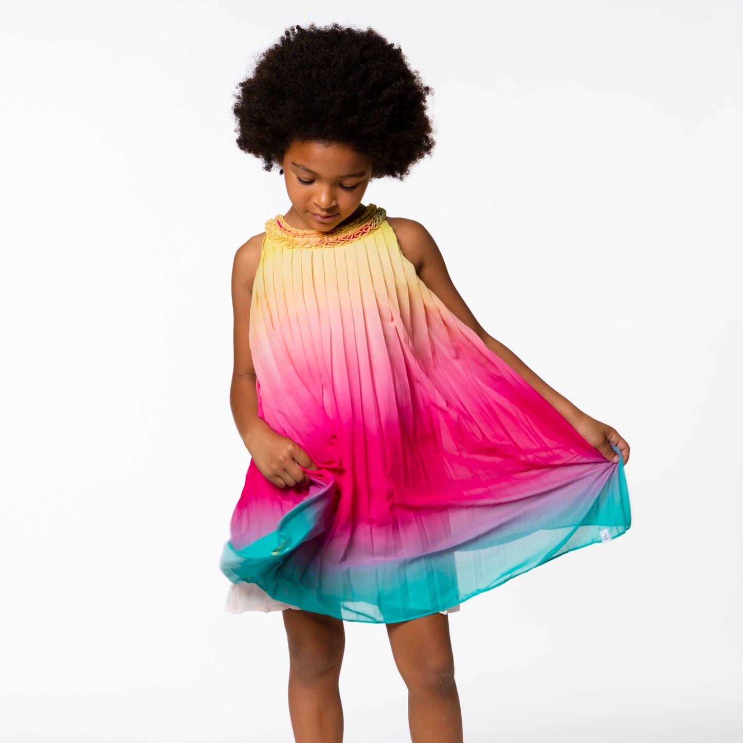 Rainbow Pleated Dress D30O90