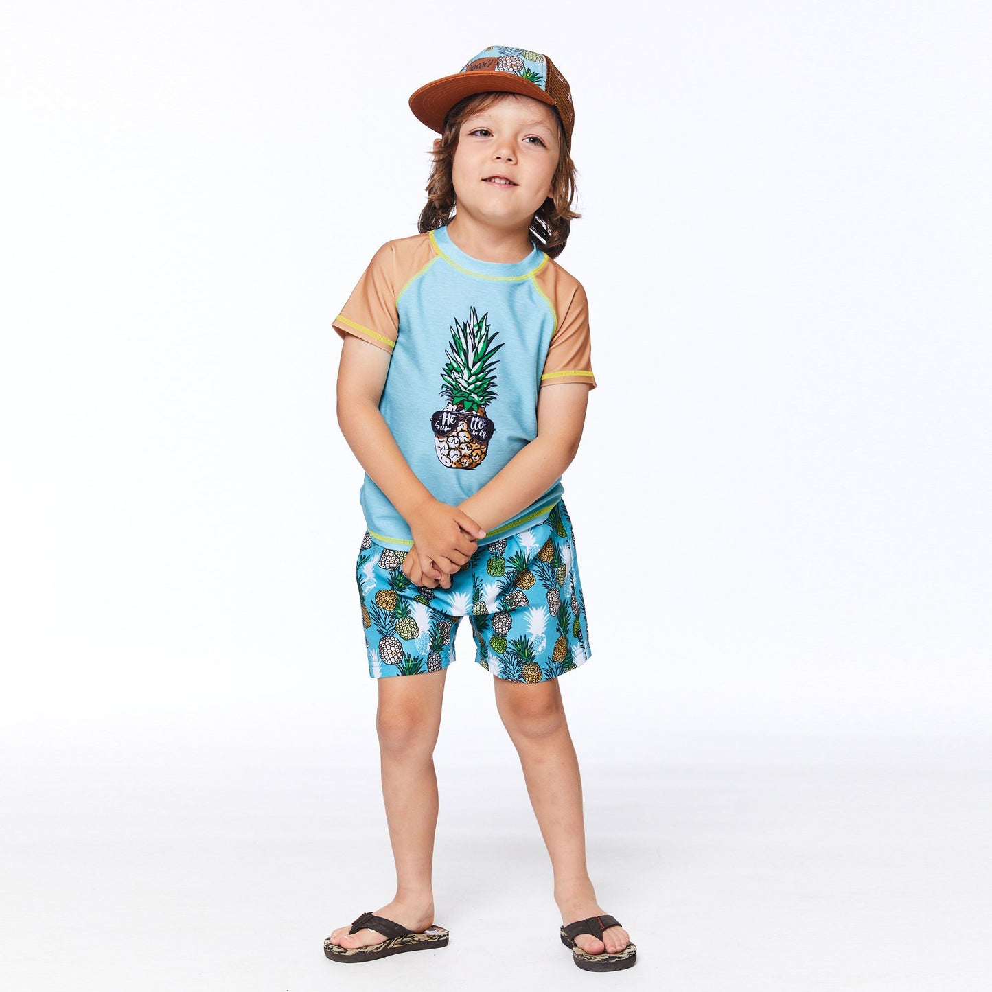 Pineapple Rash Guard and Trunks