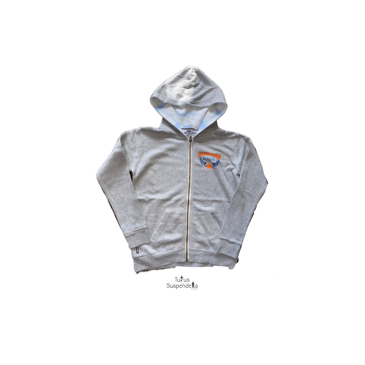 Vintage Contrast Hooded Zip Sweatshirt B324