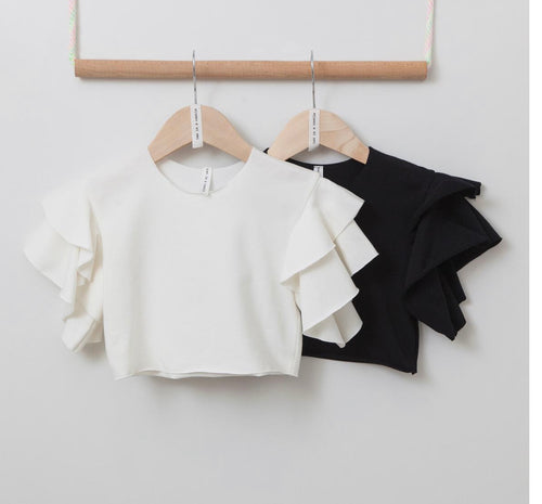 Monochromatic Ruffle Sleeve Shirt T2198