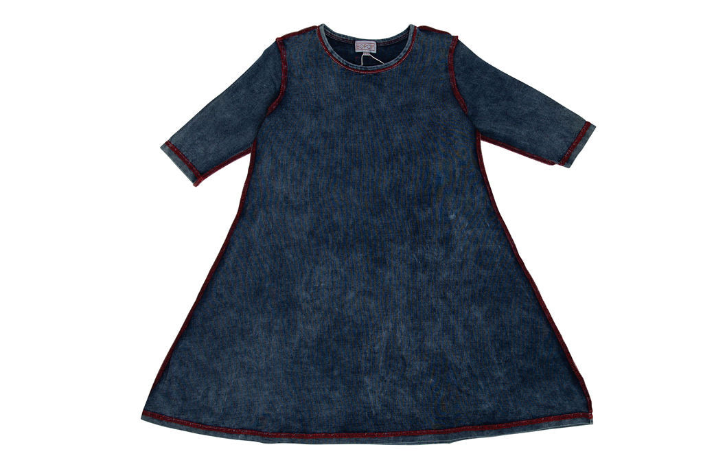 Red Stitched Denim Dress