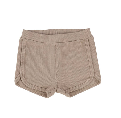 Ribbed Track Shorts Latte