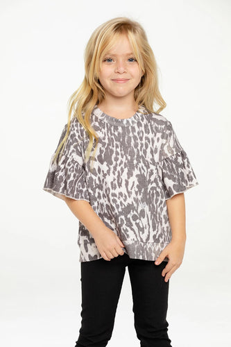 Ruffle Sleeve Cheetah Tee