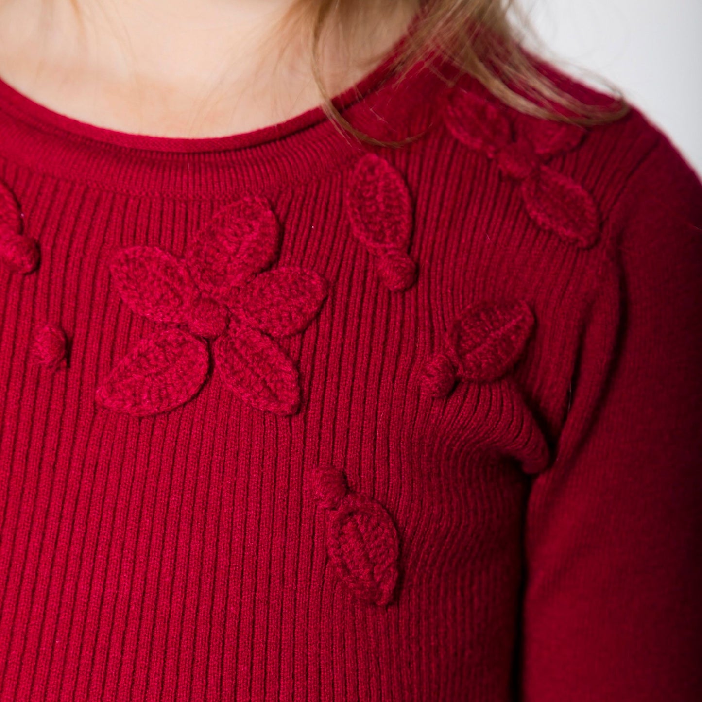 Red Knit Applique Dress C20QT94