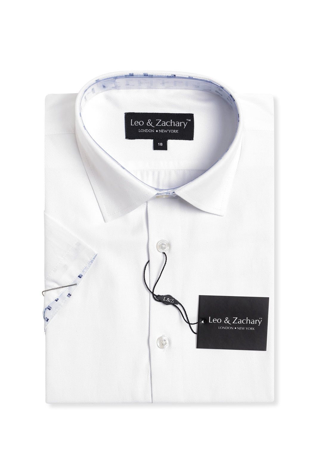 White/Print Short Sleeve Dress Shirt 5931