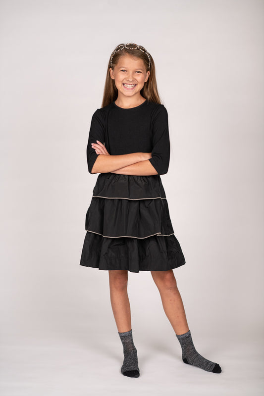 Mixed Fabric Dress TLR2112-A