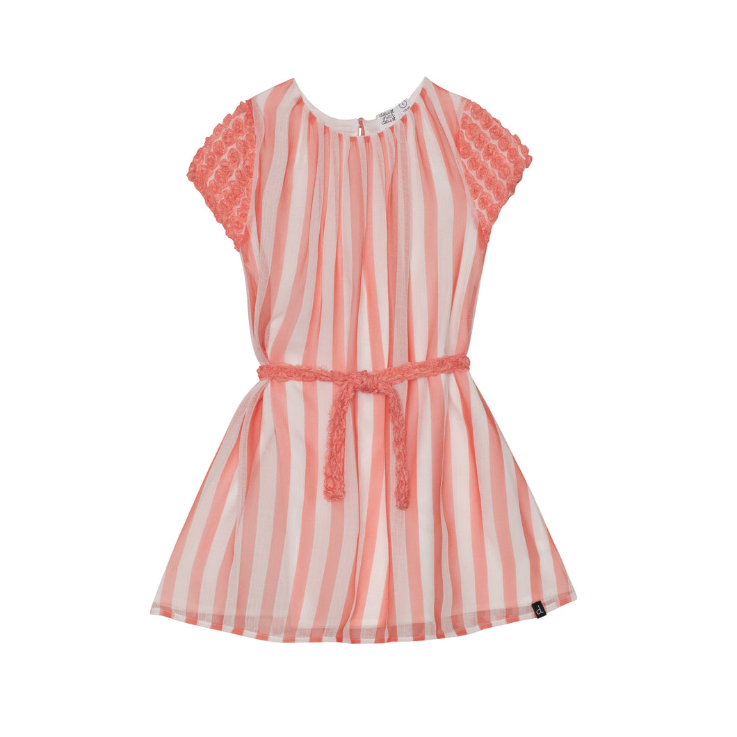 Striped Peach Dress C30O95