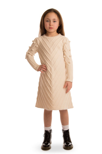 Pompom Sleeve Dress SNK1029