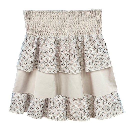 Smocked Eyelet Skirt M-4907