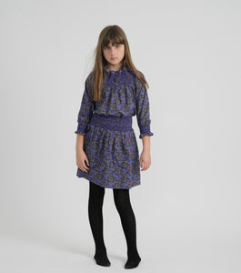 Black & Blue Floral Smocked Skirt/Shirt  GW266-B