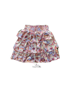 Mauve Ruffled Smocked Waist Skirt T2A0281