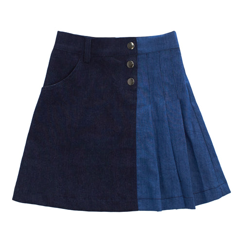 Two tone pleated denim skirt AL2326