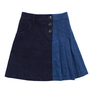 Two tone pleated denim skirt AL2326