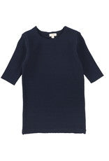 Navy Ribbed Tee 3/4 Sleeve Dark TQT-nav