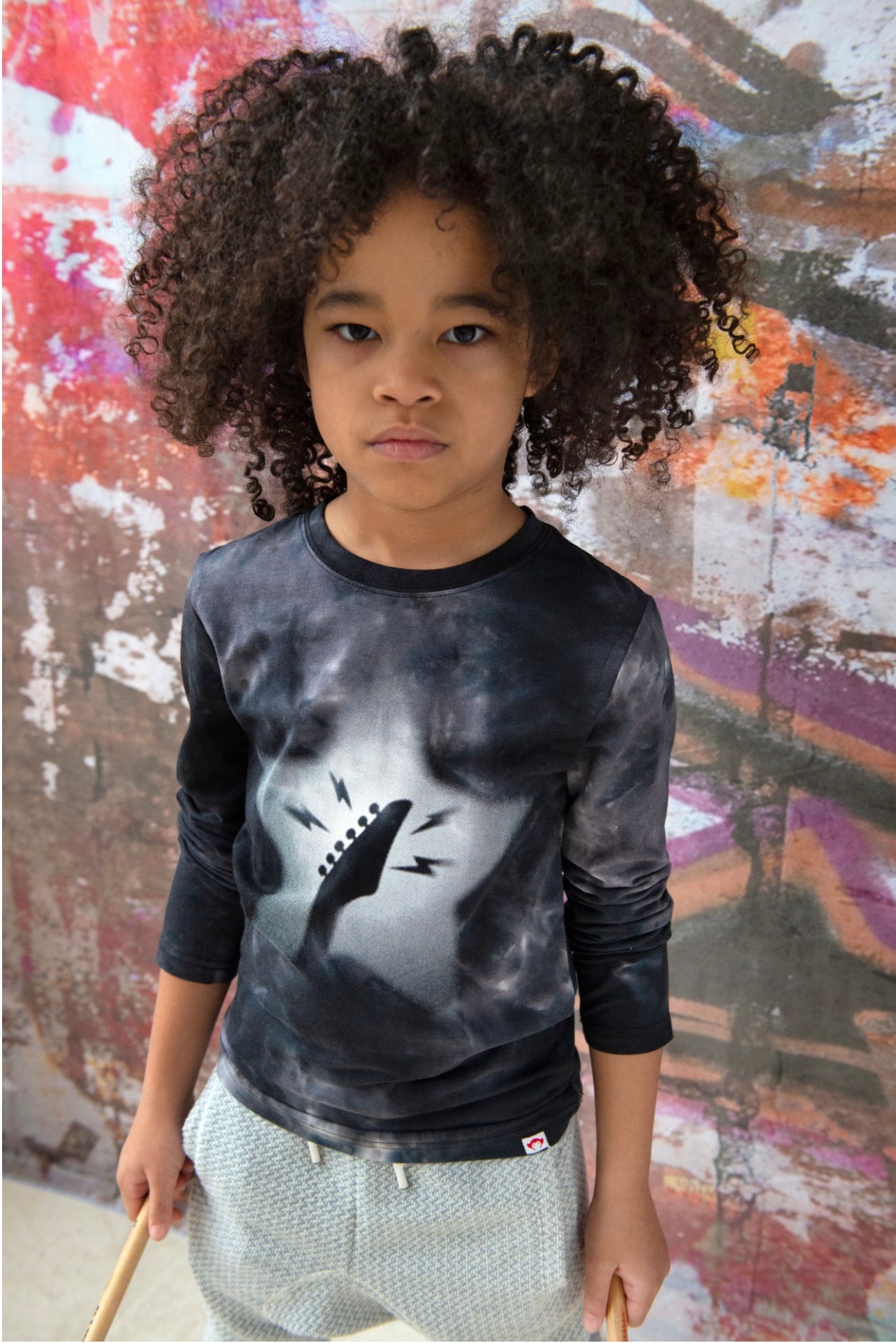 Graphic Black Tie Dye Tee Y1T12