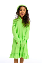 Load image into Gallery viewer, Cozy Neon Hooded Dress CHTW171-BTGRN
