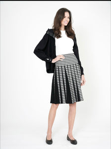 Houndstooth Pleated Knit Skirt WB2CYT1836
