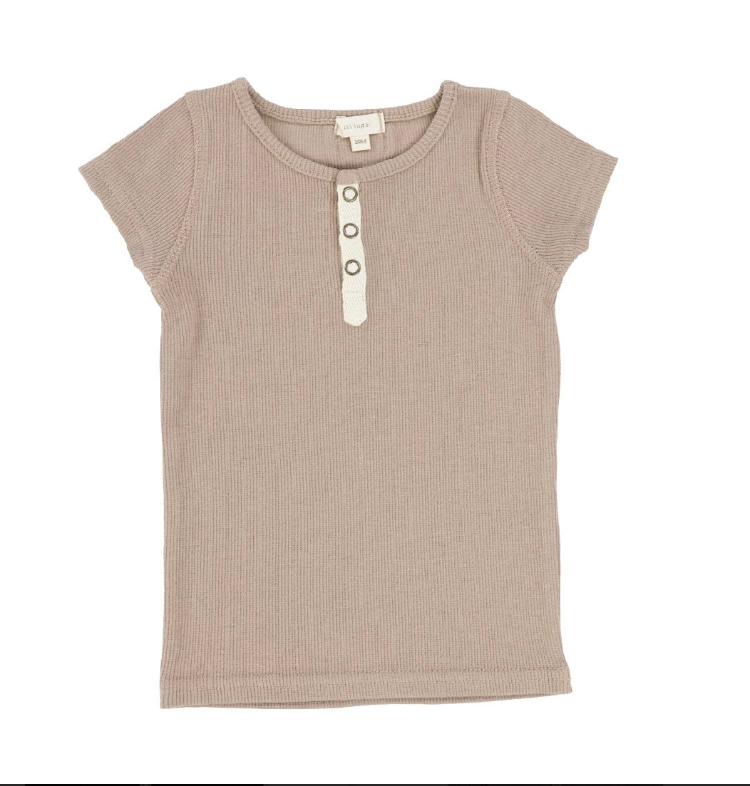 Ribbed Tab Short Sleeve Tee Latte