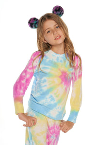 Bliss Knit Puff Sleeve Tie Dye Pullover CHTw259