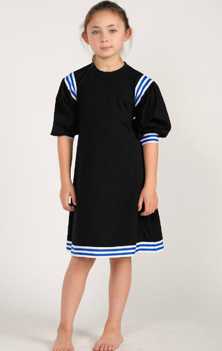 DLS2219-B BLACK VARSITY SKATER DRESS