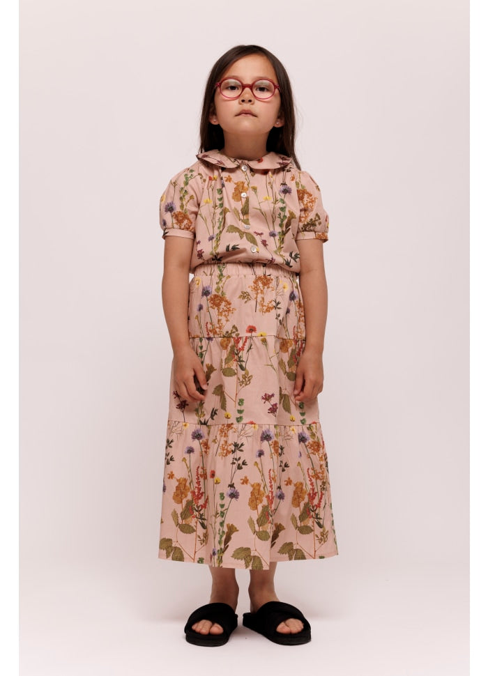 Midi Pink Floral Skirt N0210