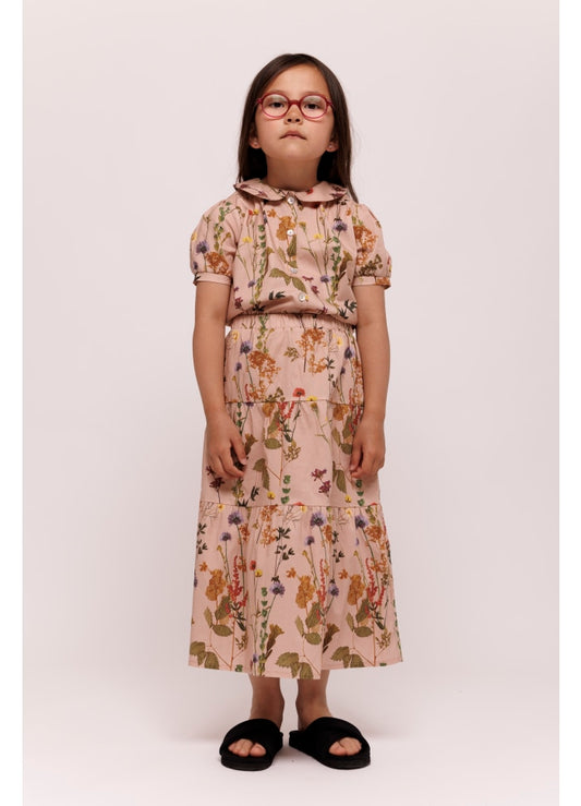 Midi Pink Floral Skirt N0210