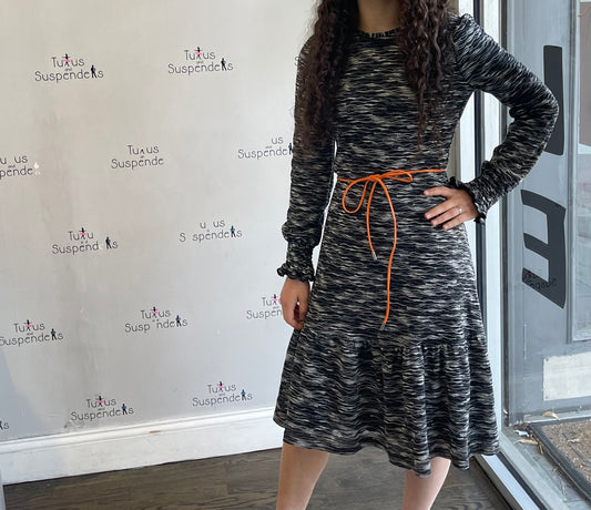 Sweatery Smocked Print Dress YT2807D