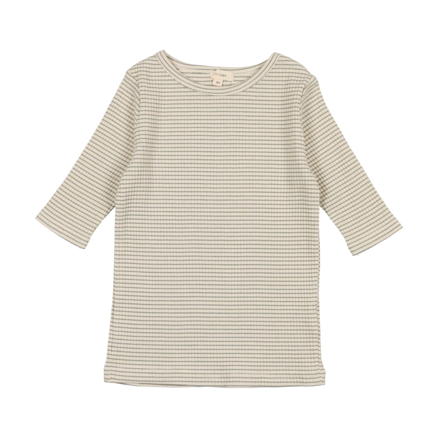 Ribbed Striped 3/4 Sleeve Tee TQPST