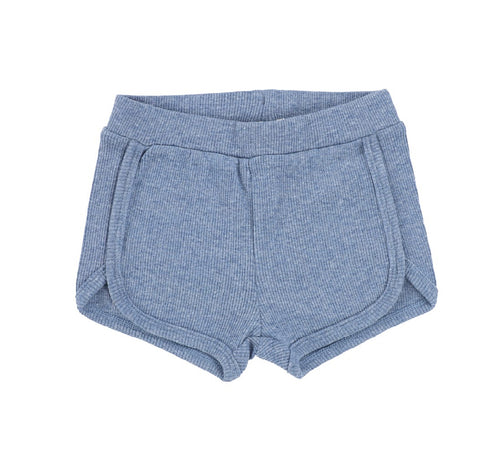Ribbed Track Shorts Denim Heather