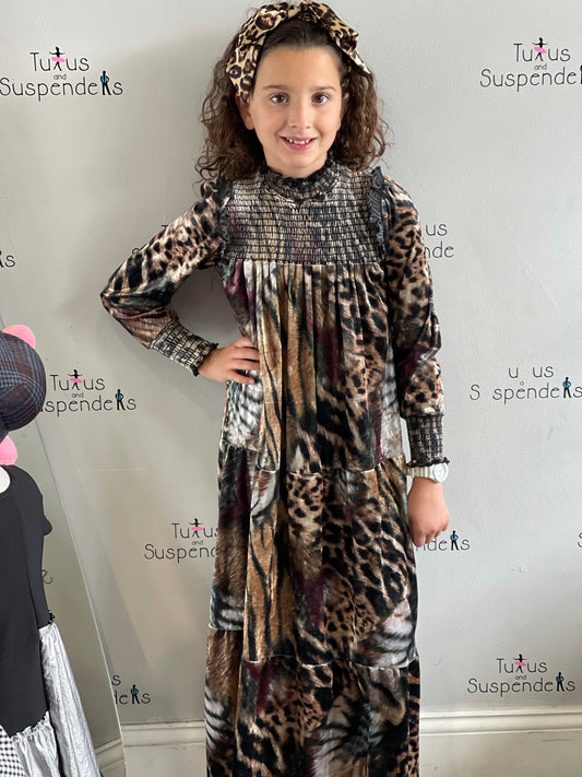 Animal Print Velvety Robe W1J2894R