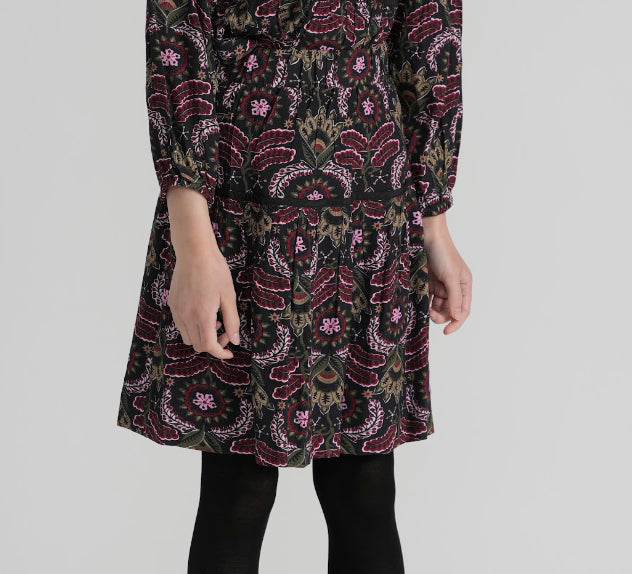 Black and Mauve Floral Piped Skirt  GW270-B
