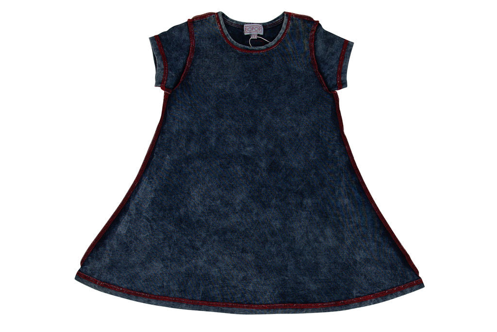 Red Stitched Denim Dress