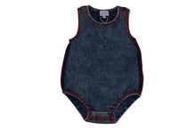 Load image into Gallery viewer, Red Stitched Denim Wash Romper