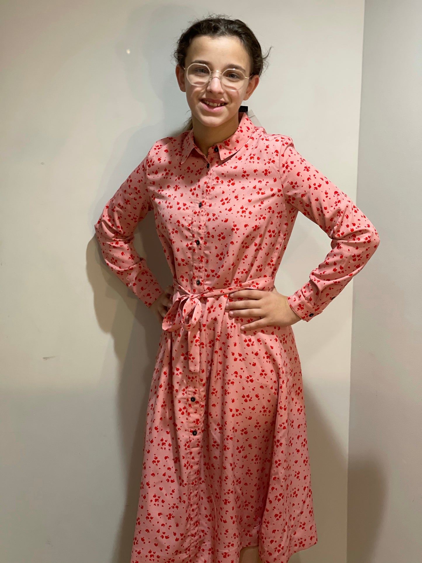 Pink Printed Shirt Dress